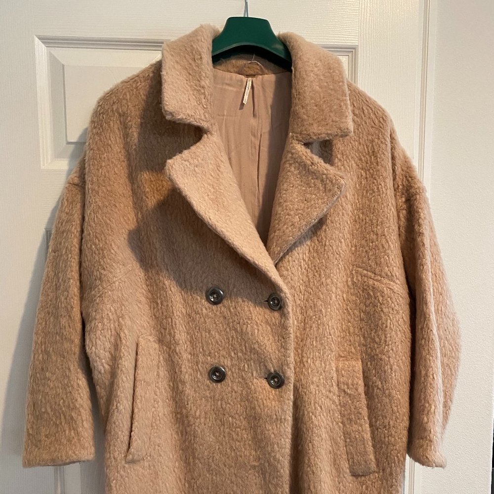 Free People Beige Wool Blend Coat